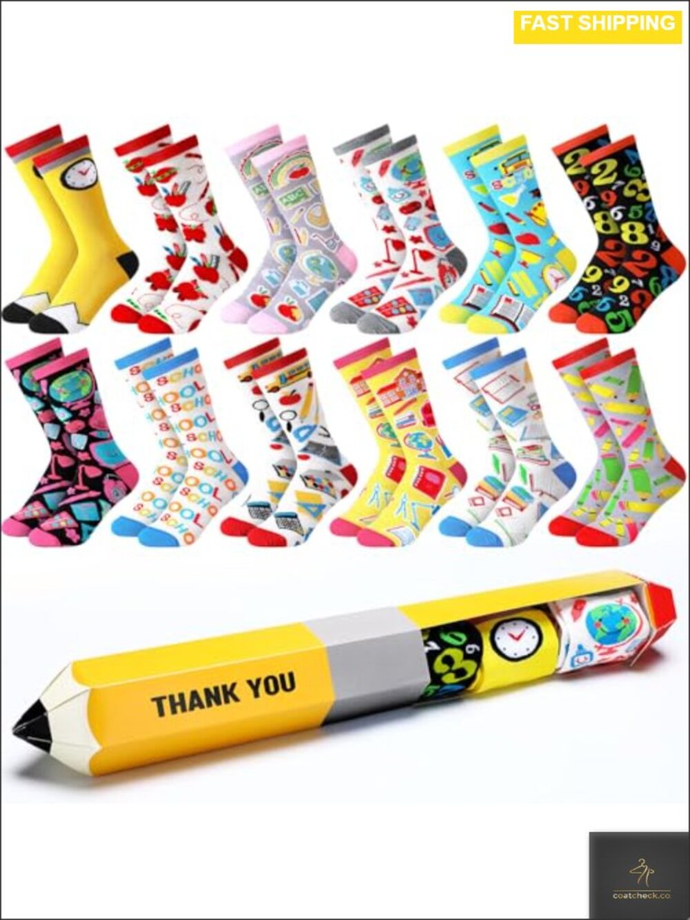 Teacher Appreciation Gift Set 12 Pairs Combed Cotton Socks One Size
